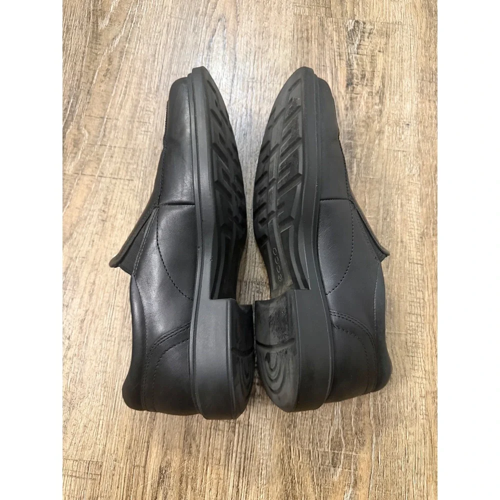 Ecco Helsinki 2 Mens Black Leather Slip On Loafers Square Toe Dress Shoe43 9-9.5
